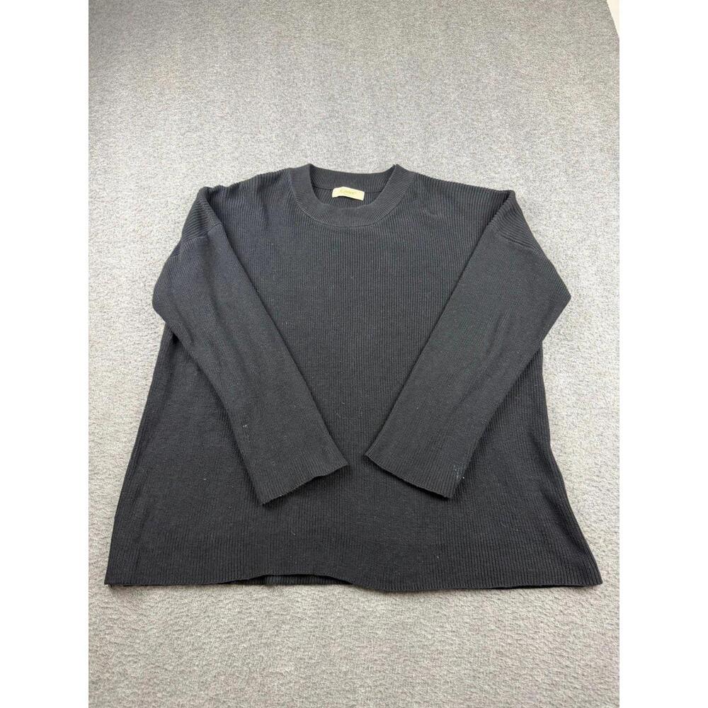 Qinsen Women's M Black Cashmere Blend‎ Crew Neck Sweater Long Sleeve Pullover